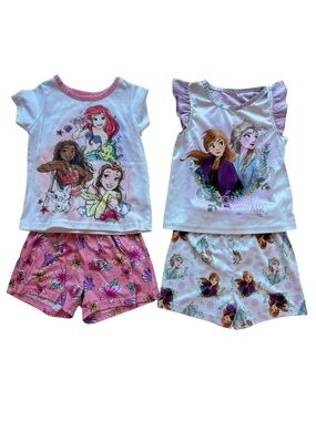Disney Princess & Frozen Pajama Bundle 4T | Ariel Moana Belle Elsa Anna 2 Sets